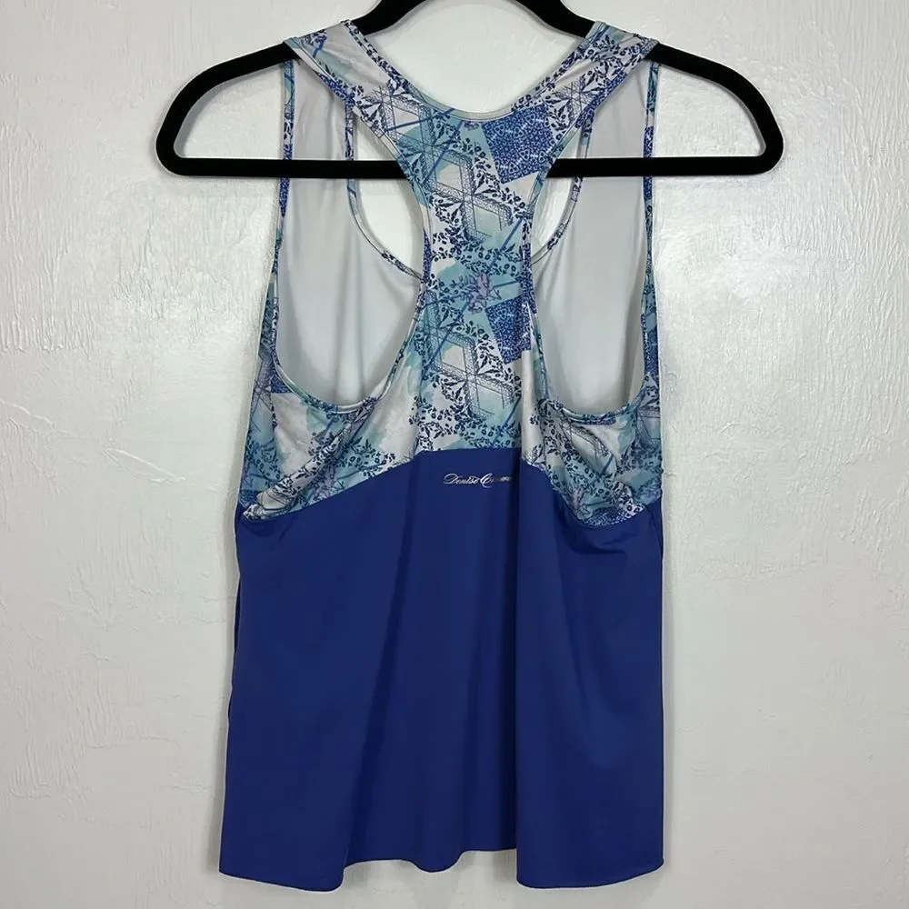Denise Cronwall Activewear Scotia Print Racerback Tank Top In Blue Size XL